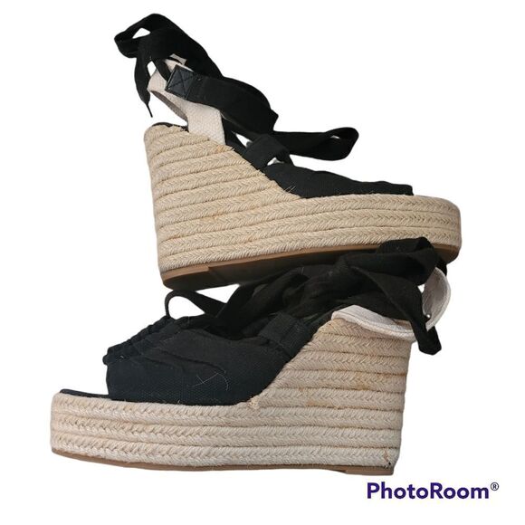 Juicy couture vintage wedge espadrile ankle tie strap sandals - Picture 5 of 7